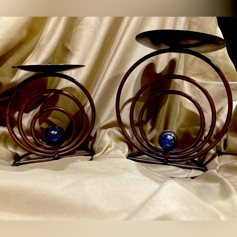 Set of 2 copper candlesticks